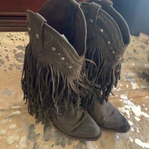 Black Liberty fringe boots. Size 8. Like new
